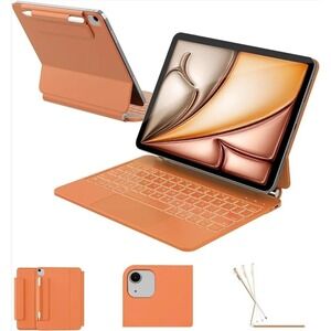 Keyboard Case iPad Air 11" M4 M3 M2 Pro 11" 1,2,3,4thGen Backlit Trackpad Orange